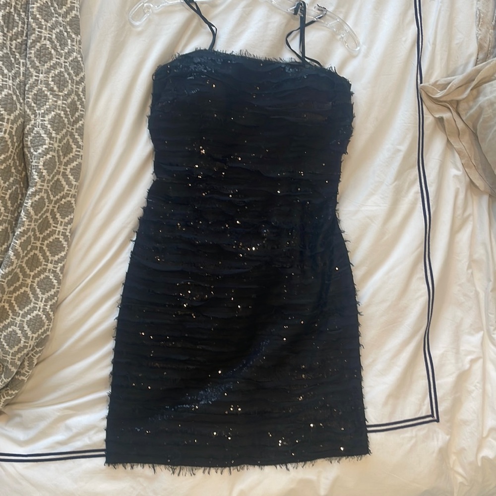 Calvin Klein Strapless Black Sequin Minidress